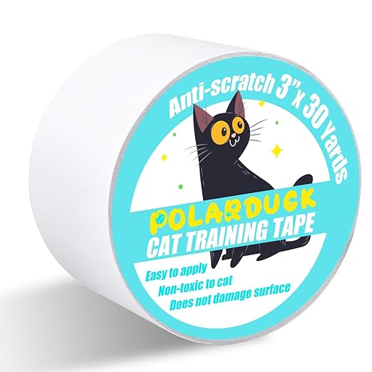 Polarduck Anti Cat Scratch Tape: 3 inches x 30 Yards Cat Training Tape 100% Transparent Clear Double Sided Cat Scratch Deterrent Tape Furniture Protector for Couch, Carpet, Doors, Pet & Kid Safe by Polarduck