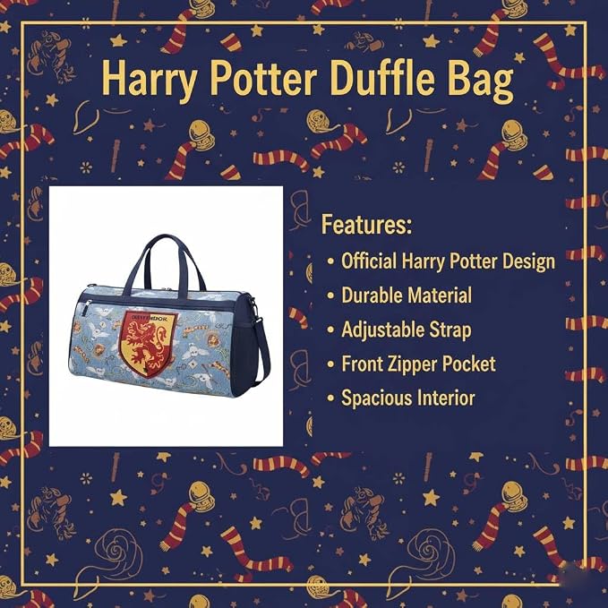 Harry Potter Gryffindor Kids Duffle Bag 16.5" – Travel & Sports Bag with Zipper Pocket, Mesh Sides & Strap - Image 6