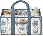 Diaper Caddy Organizer,Cute Floral Nursery Storage Basket,Soft Portable Changing Table Car Caddy Organizer Gift (Floral J) by Ankick