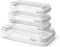 4 pcs Clear Hard Shell Zipper Case, White | Water-Resistant, Travel Makeup Bag, Diaper Bag Organizer Pouches, Clear Toiletry Bags by JieJieko