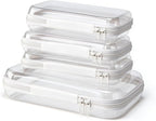 4 pcs Clear Hard Shell Zipper Case, White | Water-Resistant, Travel Makeup Bag, Diaper Bag Organizer Pouches, Clear Toiletry Bags by JieJieko