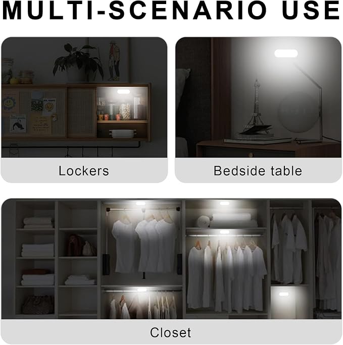 4 PCS Car Wireless LED Lights, Portable USB Rechargeable 7 Colors Car Ambient Lighting, Car Interior Reading Light Night Light with 6 LED Lamp Beads, Car Accessories (Magnetic) - Image 6
