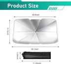 Car Windshield Sun Shade Umbrella, Sun Protection & Heat Insulation Shield, Foldable Quick Setup & Storage Front Window Cover, Reflecting Visor for Most Vehicles (Silver) - Image 2