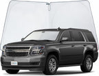 Windshield Sun Shade for 2015-2020 Chevy Tahoe (Chevrolet), Protect Auto from Heat Damage and Keep Cool, Compact Foldable, SUV Sunshade for Front Window, CLIM ART, Car Accessories - WS3005 by CLIMART