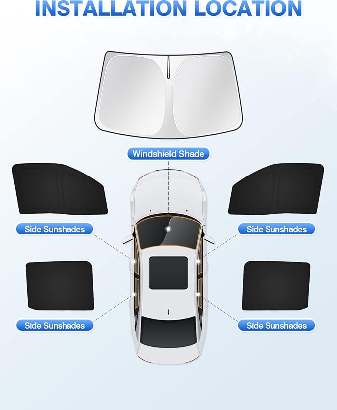 Canvcle Windshield Sun Shade for 2022-2025 2026 Nissan Frontier Accessories Side Rear Window Shade Cover Sun Visor Shield Privacy Cover Keep Vehicle Cool Black 5PCS - Image 6