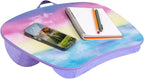 LAPGEAR MyStyle Lap Desk – Sunset Watercolor, Fits 15.6” Laptops | Dual-Bolster Microbead Cushion, Built-In Carry Handle, Ergonomic Curved Front Edge by LapGear