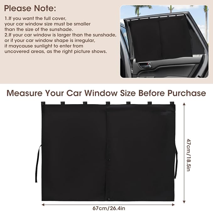 Vitog 2 PCS Car Window Shades, Magnetic(7 Magnets)Double Layer Car Sun Shade for Baby, Back Car Window Curtains for Side Window Privacy, Full Covers/Half Shade Options, Sun Shade Covers Privacy Screen - Image 4