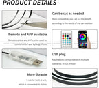 Ambient Lighting Car Led Lights Interior,43.3’’ USB Powered Acrylic Neon Flexible Strip Fiber Optic LED Ambient Lighting Kits with Remote APP, RGB Music Lights Sync for Inside car Dashboard - Image 2