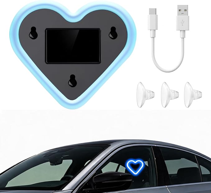 DICIMITH Solar Power Heart Light for Car, 1PCS | LED Wireless Ambient Lamp, 6 Modes, Interior Light for Window, Decor for Women Men by DICKMITH