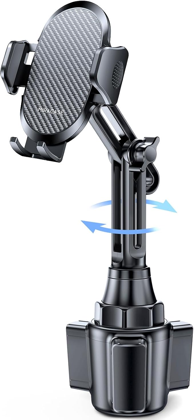 miracase 2025 Upgraded Universal Cup Phone Holder for Car, [Rotatable & Adjustable] Long Neck Car Cup Holder Phone Mount Compatible with iPhone, Samsung, Google & More Smartphones by Miracase