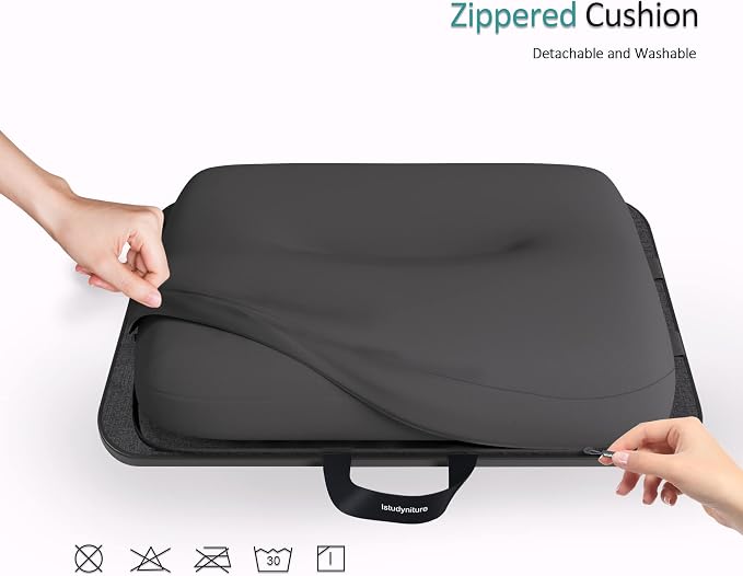 Istudyniture Lap Desk | Portable Laptop Desk & Stand – Fits Up to 15.6 inch – Washable Cushion, Built-in Phone Holder – for Bed, Couch, Sofa, Floor – Writing, Reading, Home Office – Small, Black - Image 4
