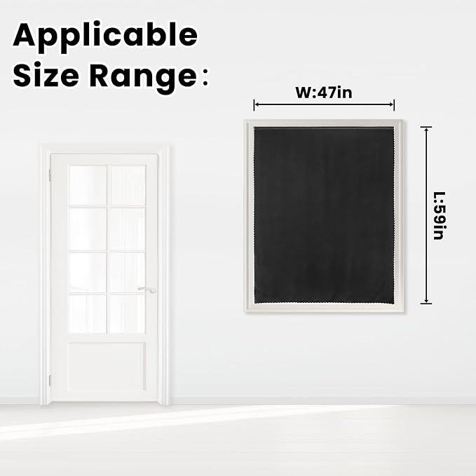 Adhesive Blackout Curtains- Self Stick Shades Window Blinds Curtains No Rod Needed Easy to Hang Curtains, Use for Bedroom, Living Room, Dining Room, Kitchen, Home Office, 47"W X 59"L, Black, 1 Panel - Image 7