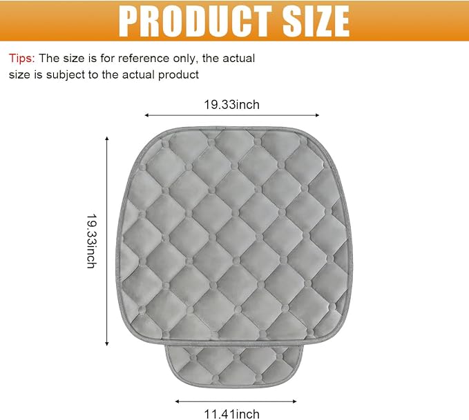 YoRise Car Seat Cushion, Car Driver Seats Protector Cover (Gray) | Soft Plush Auto Seat Pad with Storage Pocket, Car Seat Cover with Non-Slip Rubber Bottom, Winter Vehicle Accessory - Image 2