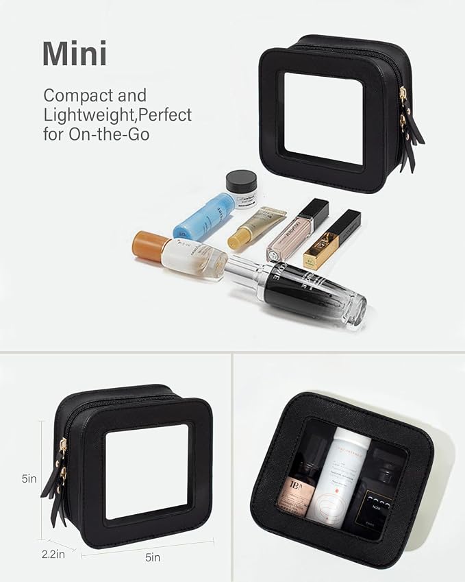 Small Clear Makeup Bag for Women, Mini Cosmetic Bag Portable Makeup Pouch Organizer with Zipper Waterproof Travel Cosmetic Case Cute Travel Toiletry Bag Car Organizer for Essentials - Image 4