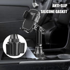 Car Cup Phone Holder, 360° Rotation with Long & Adjustable Neck | Secure side grips, stylish carbon fiber texture, auto interior smartphone expander mount accessories, universal fit - Image 4