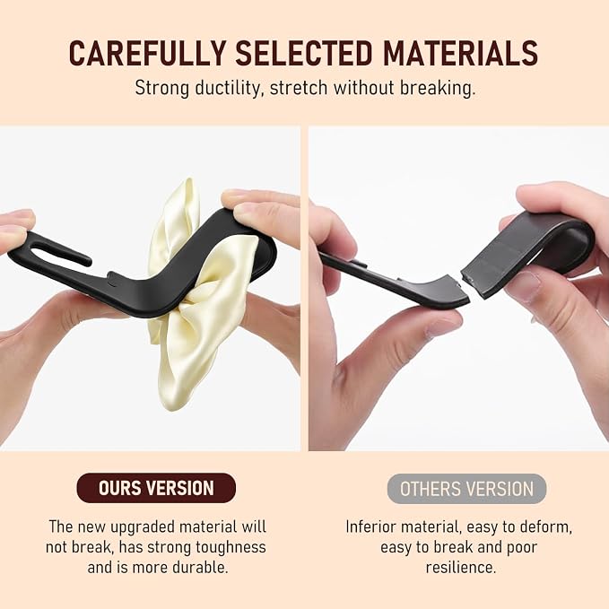 Car Seat Headrest Hook, Bow Car Purse Hooks, Auto Seat Hook Hangers Storage Organizer Interior Accessories for Purse Coats Umbrellas Grocery Bags Handbag, 2-Pack (White) - Image 5