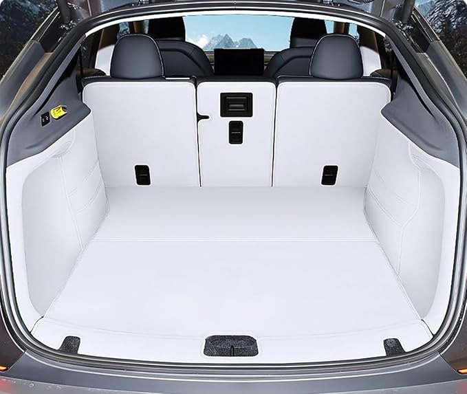 Compatible with Tesla Model Y Trunk Mat 5-Seater Tesla Y 2026 Juniper Refresh Heavy Duty Trunk Liner White Full Coverage Trunk Mat+Backseat Protector+High Side Panels+Door Sill Protector(White) by ZYCHUANGYING