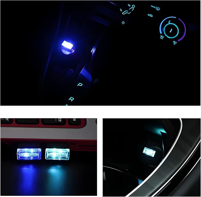 4 PCS USB LED Car Interior Atmosphere Lamp, Mini Night Light Plug-In Trunk Ambient Lighting Kit, Portable USB Interface LED Lamp Interior Decoration for Vehicle Home Office (Blue) - Image 5