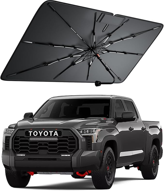 Car Windshield Sun Shade Umbrella for Toyota Tundra 2000–2026 | Foldable Umbrella Sunshade with 100% UV Block, Multi-Layer Heat Insulation, Keeps Car Cooler, Summer Car Accessory by Amadaw