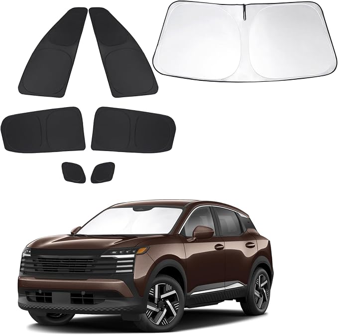 Windshield Sun Shade Car Windshield Foldable Full Windows Coverage Custom Fit for Niss-an Kicks 2025 2026 Accessories Car Window Shades Block Sun UV Rays 7PCS by FannycCargoCover
