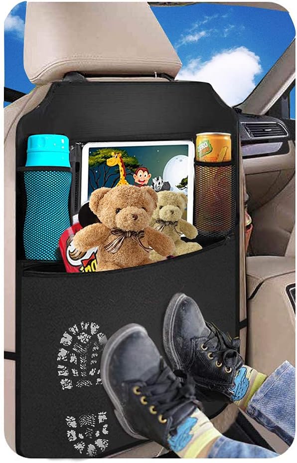 Premium Backseat Organizer for Kids 2 Pack, Heavy Duty Waterproof and Stain Resistant Kick Mats Back Seat Protector, Durable Backseat Car Organizer with Tablet Holder+Storage Pockets - Image 2