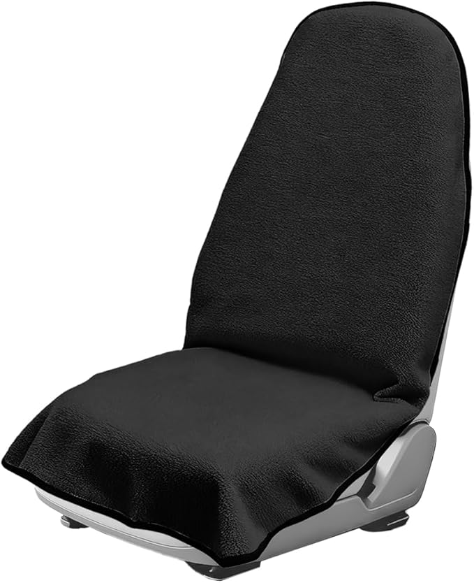 55.12 x 29.53 Inch Terry Cloth Car Seat Cover, Black | absorbent surface, waterproof barrier, granular anti-slip backing, side-free profile, interior accessory by Ywdiml