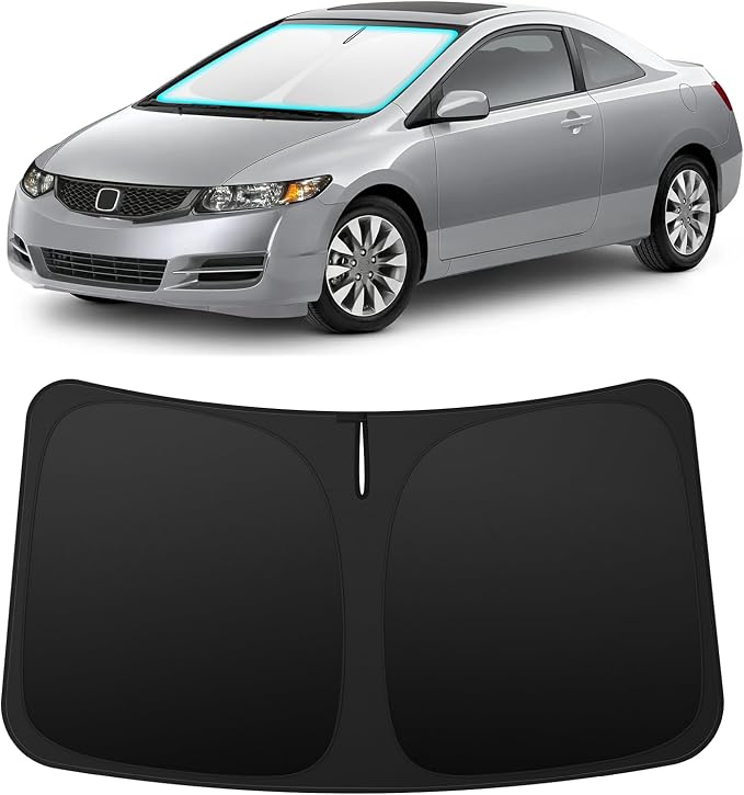 INSAUTO Custom Fit Windshield Sun Shade for Honda Civic 2006-2011 | Foldable Front Window Sunshade Car Accessories, UV & Heat Reflector, Keeps Interior Cool, Includes Storage Bag by INSAUTO