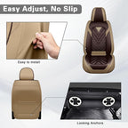 Fit for Toyota Yaris Seat Covers 2007-2020,Premium Leather, 360° Full Protection, Thick Padding & Memory Foam, Waterproof & Stain-Resistant Car Seat Cover Front Set (2 Seat,Brown&Beige) - Image 7