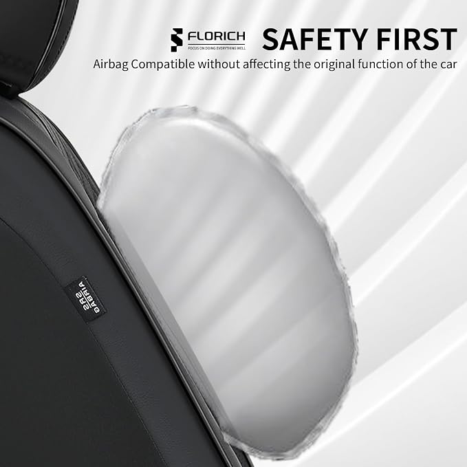 FLORICH Leather Seat Covers Full Set Automotive Seat Covers Black Car Seat Covers Waterproof Front and Back Seat Covers Car Seat Cushion Protector Universal Fit for Most Cars SUV Trucks, Black - Image 8