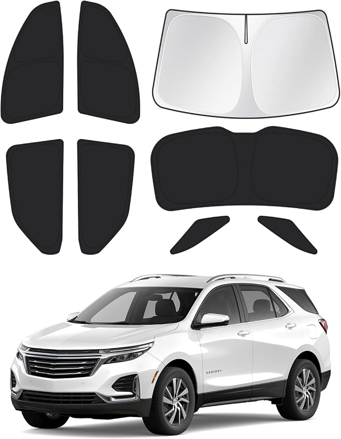 Canvcle Sunshades for 2018-2024 Chevrolet/Chevy Equinox Accessories Windshield Sunshade Side Rear Windows Sun Visor Privacy Protection Keep Vehicle Cool Black 8PCS by Canvcle