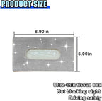Bling Car Sun Visor Tissue Box Holder, PU Leather Auto Paper Towel Cover, Glitter Crystal Rhinestone Napkin Holder, Car Decoration Accessories for Women (Beige/White) - Image 2