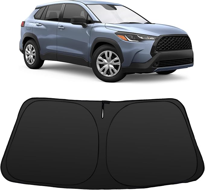 Windshield Sun Shade for 2022-2026 Corolla Cross(Not for Corolla) Toyota | Full covered for windshield, Block UV Rays, Heat Reduction, Easy to install, Keeps Car Cooler by YYCKE