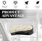 Wevdn 2 PCS Car Sun Visor Glasses Holder, Fashion Bling Car Eyeglasses Sunglasses Hanger for Women Girls, Glasses Holder Clip Hanger Mount with Ticket Card Clip, Car Accessories (AB Colorful) - Image 4