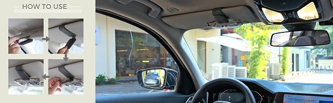 Magnetic Leather Car Sunglass Holder, Visor Sunglasses Holder Clip, 1 Pack | Suitable for Different Size Eyeglasses, Easy Opreation, Car Organziation Accessories - Image 6
