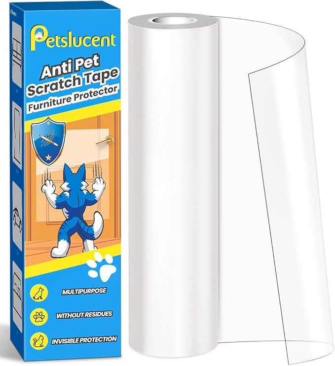 Cat Scratch Furniture Protector: Cat Anti Scratch Tape - Door Protector from Dog Scratching - Clear Training Self Adhesive Tape for Carpet, Sofa, Couch, Door (197in x 7.9in) by Petslucent