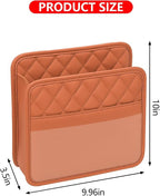 Mandark PU Leather Car Seat Back Organizer, Orange | Three-pocket layout with clear panel, elastic strap installation, fits most cars, SUVs, and trucks, car interior accessories - Image 2