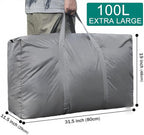 100L Extra Large Storage Bags, Big Moving Bags with Strong Zippers & Carrying Handles, Packing Bags for Moving, Storage, Travel and Camping, Storage Totes For Space Saving (Grey, 4 Pack) - Image 3