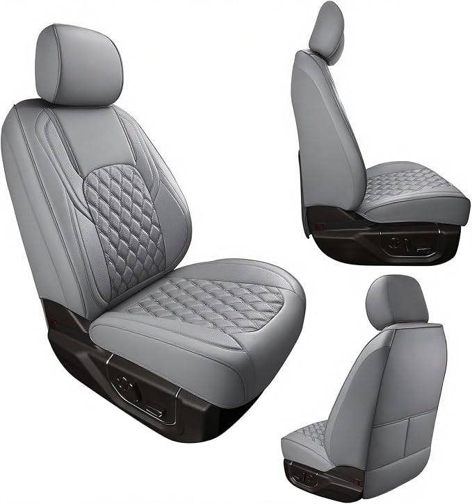 Huidasource 2007-2017 Wrangler JK Custom Seat Covers (Full Set/Gray) | Waterproof Leather Seat Cushion Protector for Jeep Wrangler JK 4-Door Sahara Sport Rubicon - Image 9