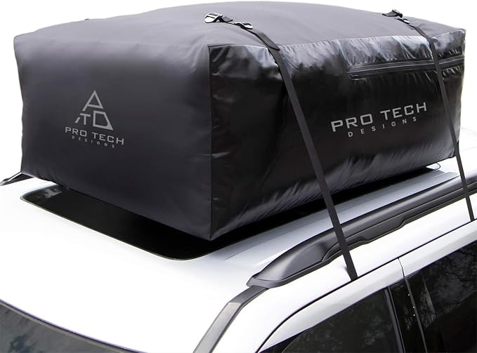 Voyager 18 Waterproof Rooftop Cargo Carrier Bag, 18 Cubic Feet Vehicle Roof Storage with Straps & Door Hooks, Heavy Duty Car Top Carrier for SUVs, Vans, RVs & Trucks, 48" x 36" x 18" by ProTechDesigns