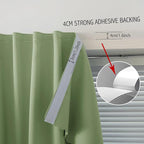 Magic Tape Blackout Curtains for Bedroom No Drillng Self Adhesive Curtains No Rod Small Window, 35" W X 71" L, Sage Green, 1 Panel - Image 7