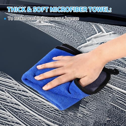 Wontolf 62'' Car Wash Brush With Long Handle - Chenille Microfiber Mop Mitt, Cleaning Kit, Windshield Window Squeegee, Duster, Microfiber Towels, Wheel Tire Brush for Cars, RV, Truck, Boat - Image 6