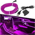 ZIMISI EL Wire Car Interior LED Strip Lights, Neon Light Strip (Purple) | 5V 16FT Car Ambient Lighting Decorations with Sewing Edge, USB Electroluminescent Car Interior Lights with Fuse Protection by Unknown