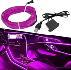 ZIMISI EL Wire Car Interior LED Strip Lights, Neon Light Strip (Purple) | 5V 16FT Car Ambient Lighting Decorations with Sewing Edge, USB Electroluminescent Car Interior Lights with Fuse Protection by Unknown
