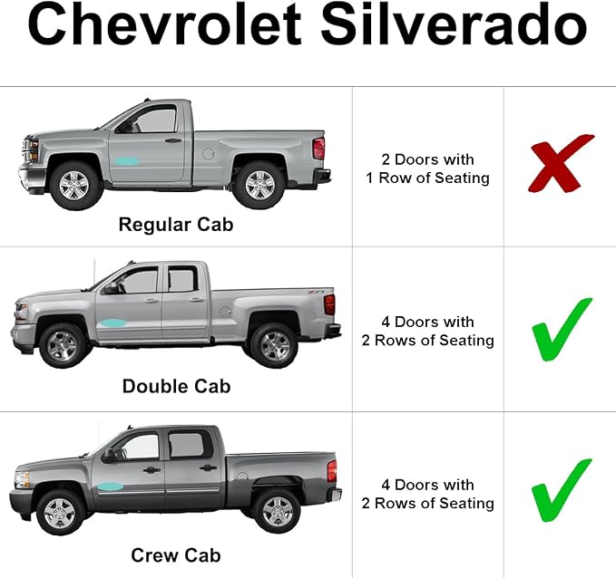 Front Side Sunshade (2PCS) for 2019-2026 Chevrolet Silverado 1500, 4Dr | Pickup - Double Cab, Crew Cab | UV Reflector Sun Protector Privacy Multi-Layer Insulated Blockout Accessories [Made in USA] - Image 2