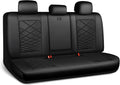 CAR PASS Luxury Nappa Leather Back Seat Covers, Piping Water Resistant Premium Perforated Leather Rear Bench Seat Covers, Breathable Backseat Cover Universal Fit for Most Sedan SUV Van Truck, Black by CARPASS