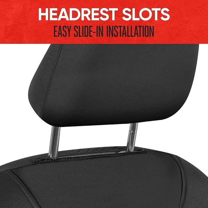 Motor Trend AquaShield Waterproof Front Seat Covers, Black Seat Covers for Cars – Neoprene Front Car Seats Cover, SUV Seat Covers Protector - Car Interior Cover for Auto, Trucks, & Dog Owners - Image 4