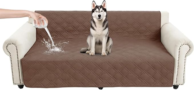 100% Waterproof Washable Dog Blanket, Dark Brown+Taupe, 52"x82" | 7-Layer Reversible Couch Covers for Dogs Met for Sofa Furniture Car Camping by Unknown