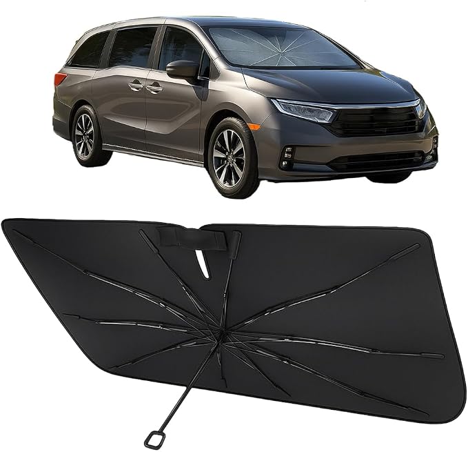 Proadsy Custom Fit 2018-2026 Honda Odyssey Windshield Sun Shade Umbrella | Advanced Ice Crystal Material, -54°F Cooler, Zero-Gap Sunblock, Instant Setup & Foldable Design for Summer Parking, Daily Use by Proadsy