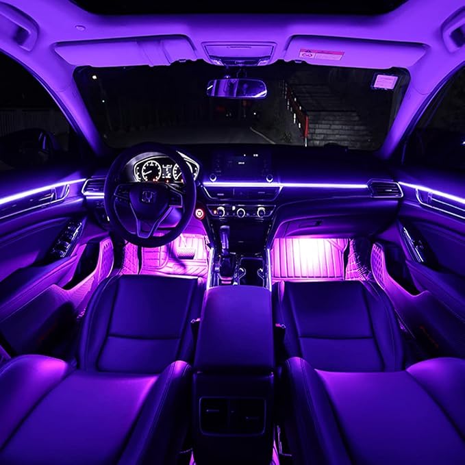 EL Wire Interior Car LED Lights, 16.5FT USB Ambient Lighting Strip, Purple | Neon Glowing Strobing Electroluminescent Wire, 6mm Sewing Edge, Inside Car Lighting Accessories - Image 4