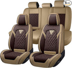 Fit for Toyota RAV4 Hybrid Seat Covers 2016-2026,Premium Leather, 360° Full Protection, Thick Padding & Memory Foam, Waterproof & Stain-Resistant Car Seat Cover Full Set (5 Seat,Brown&Beige) by Unknown